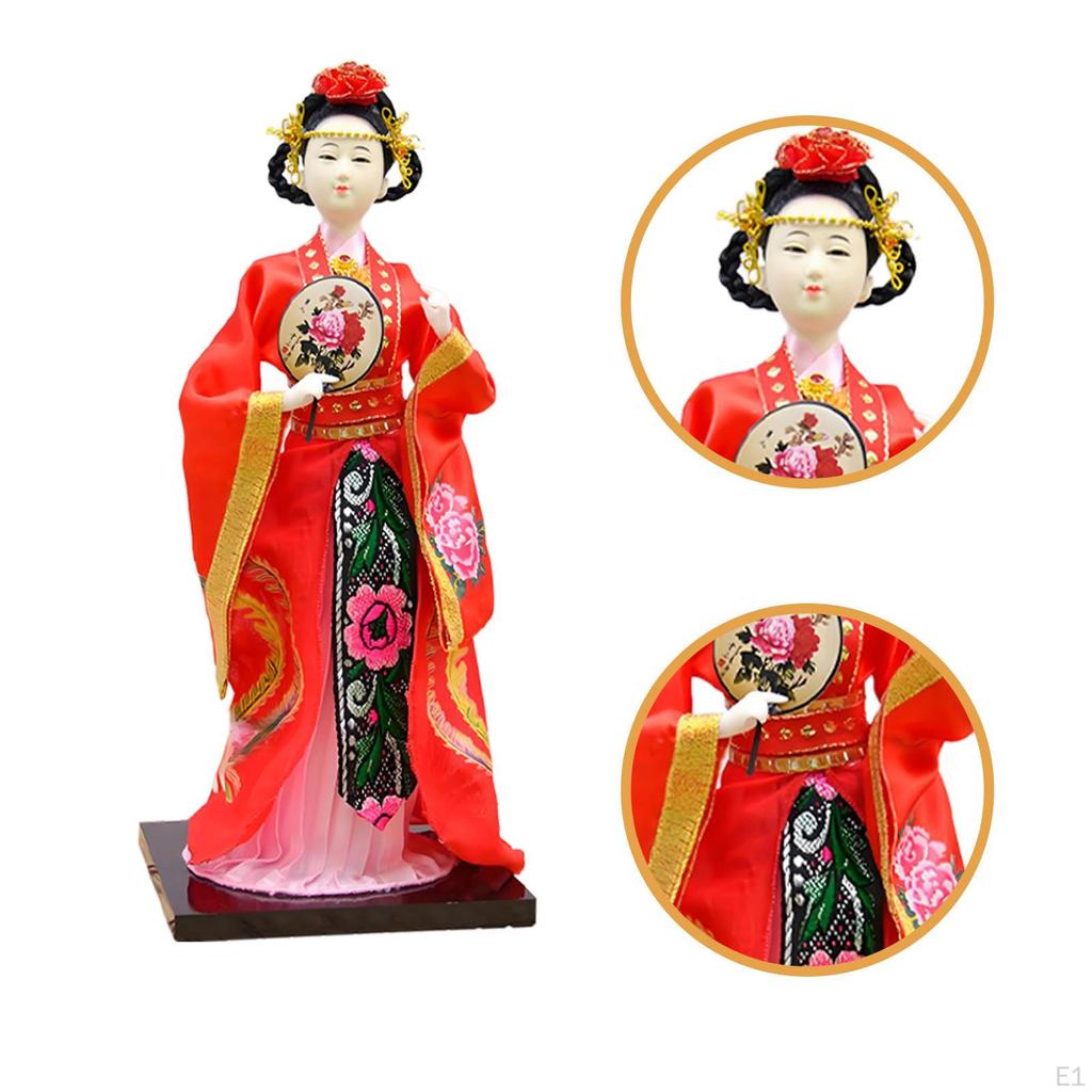 30cm Handmade Chinese Silk Makeup Figurine, Traditional Decoration for Home, Office Or
