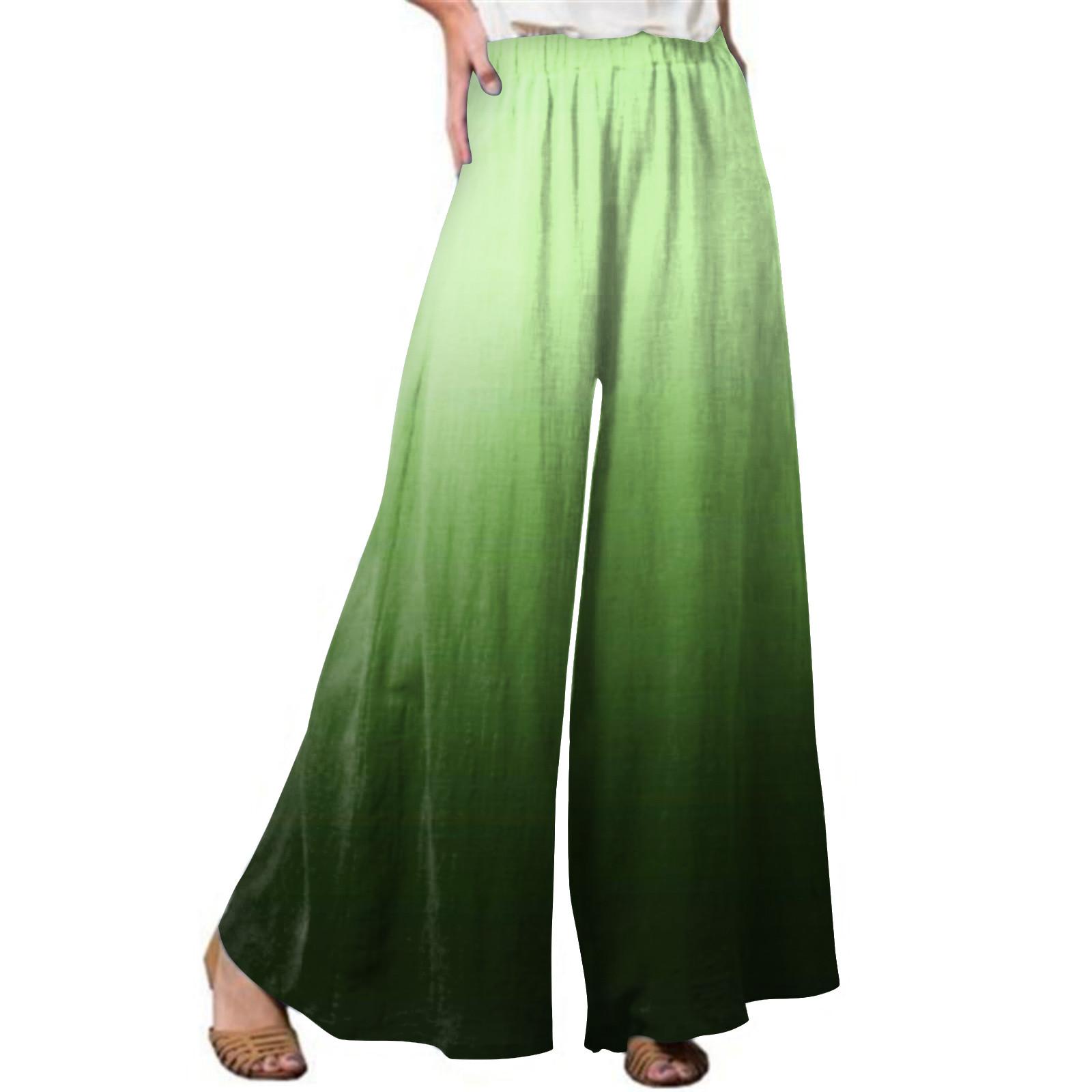 Fashion Women s Printed Stitching Breathable Casual Loose Pants XXXXL зелёный