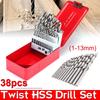 1mm - 13mm 38 pcs HSS High Speed Steel Metric Drill Bit Set in Metal Case