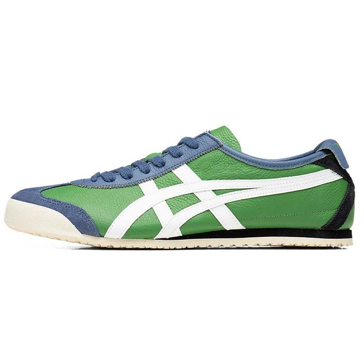 ONITSUKA TIGER Mexico 66 Round Toe Lace-Up Leather Lightweight Durable Low-Top Running Shoes Unisex Sneaker Green 1183A201-303