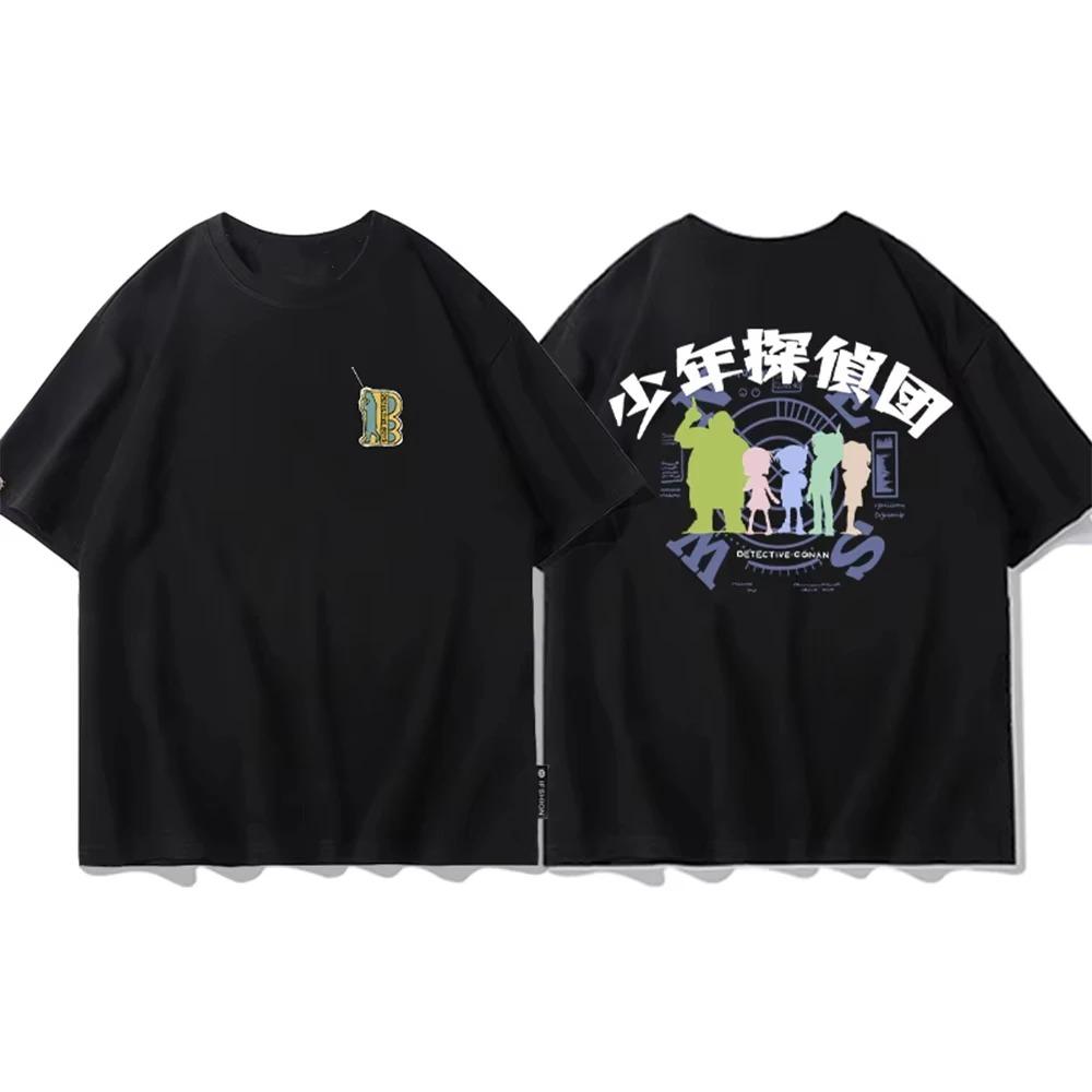 Detective Conan Conan & Haibara Ai Manga Sketch Print T-Shirt | Gosho Aoyama Signature Anime Merch | Unisex Cotton Casual Short Sleeve Tee