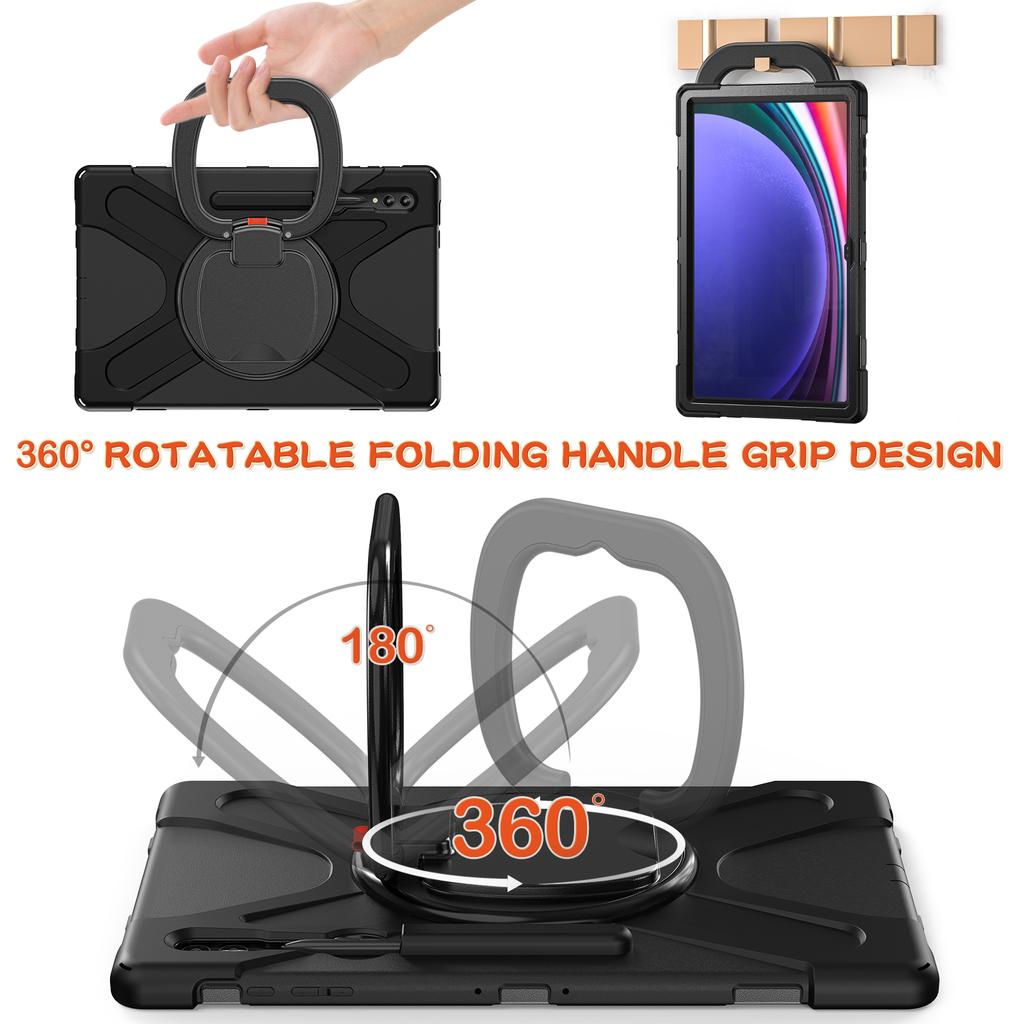 Heavy Duty Case for Galaxy Tab S10 S9 S8 Ultra 2024 2023 2022 14.6" SM-X920 X926B X910 X916B X900 X906B 360 Rotating Stand Cover