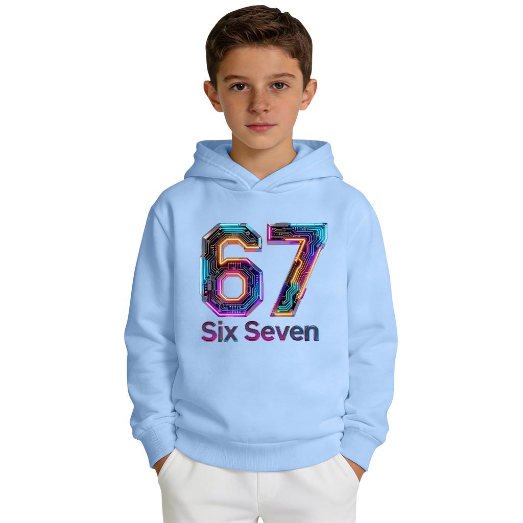Jungen Bedrucktes Kapuzen-Langarm-Sweatshirt Lässiges Sport-Komfort-Sweatshirt