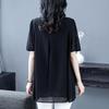Summer Short Sleeve Pleated Chiffon Shirt - Plus Size, Casual, Loose Fit Women's Apparel