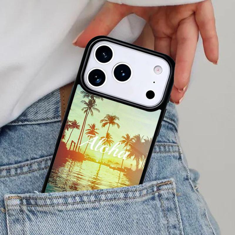 Aloha Hawaii Hawaiian Beach Palms Phone Case for iPhone 16e 15 14 13 12 17 Pro Max Plus Air 17pro Cover Coque
