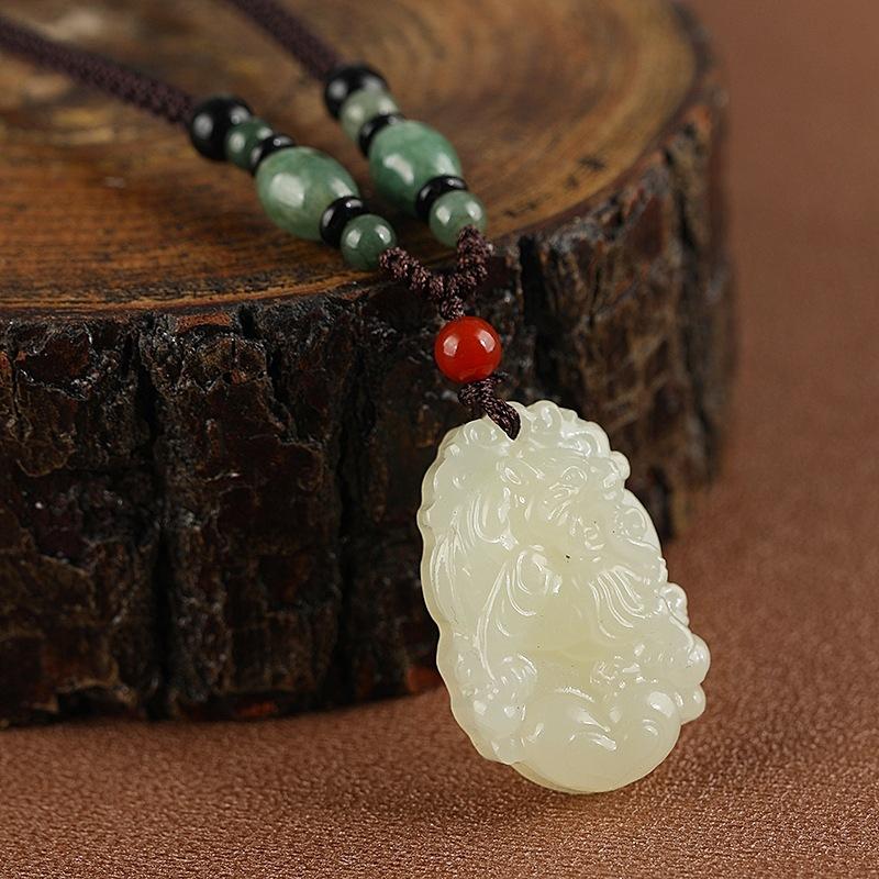 Jade Zodiac Necklace, Men's and Women's Versatile Long Sweater Chain Accessories, High-end Zodiac Signs, Antique Pendants, Hanging Accessories