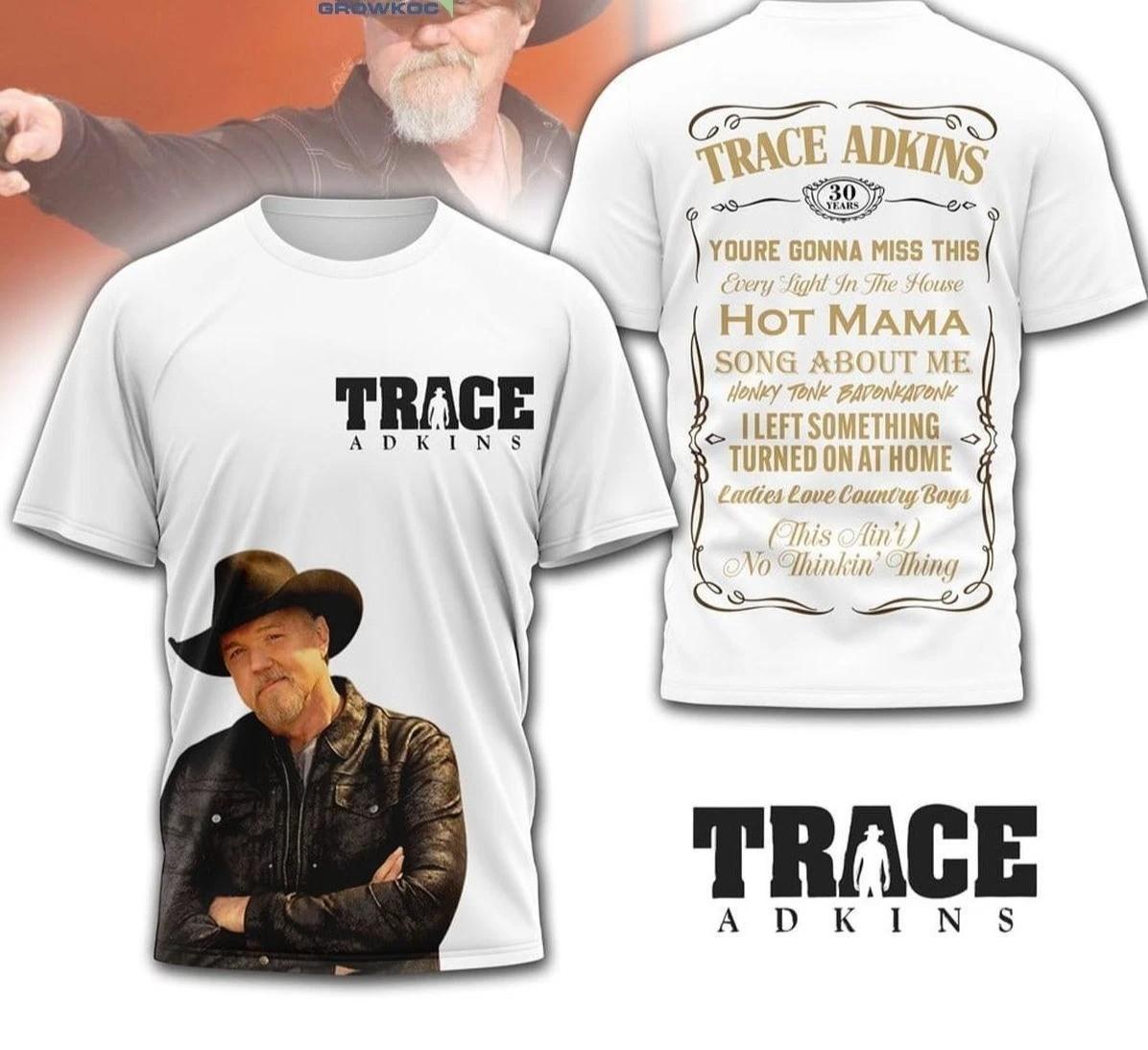 Trace Adkins Celebrating 30 Years White 3D T-Shirt BL2221 XL