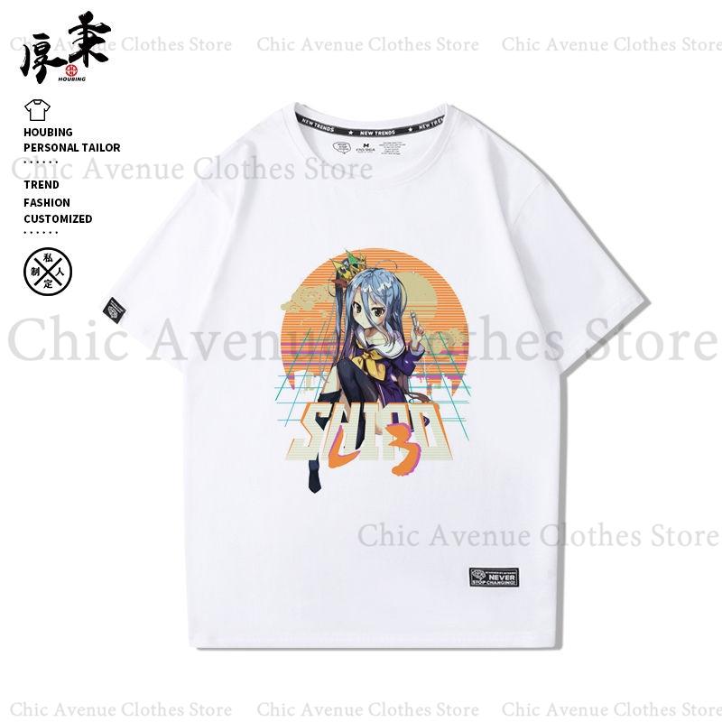 Anime NO GAME NO LIFE Series Print Tshirt for Unisex Women Cotton Tshirt Summer Tops Short Sleeve Tee Daily Clothes Casual T Shirt