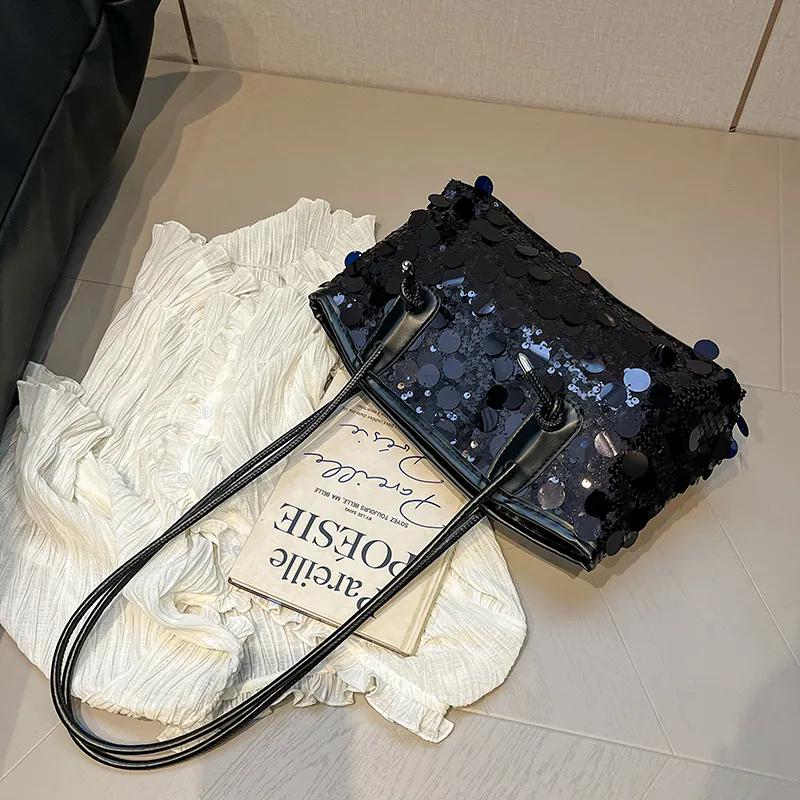 WTEMPO Women's Fashion Sequins Large Capacity Zipper Bags Casual Versatile Singer Shoulder Bags Lady's Commuting Handbags