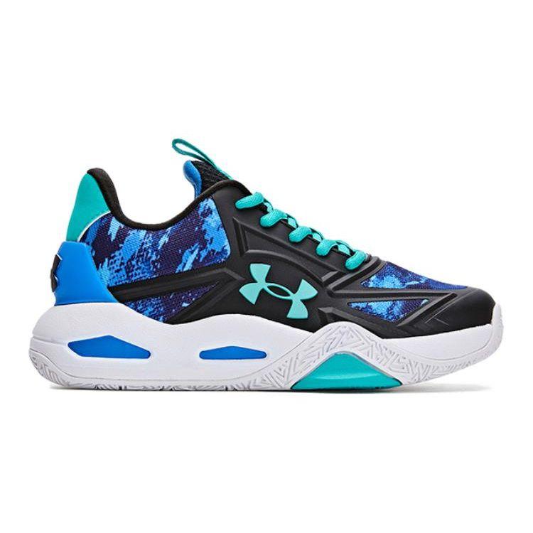 Under Armour Comfortable Durable Breathable Mid-Top Kids Basketball Shoes Kids Sneakers Black Blue 2411206