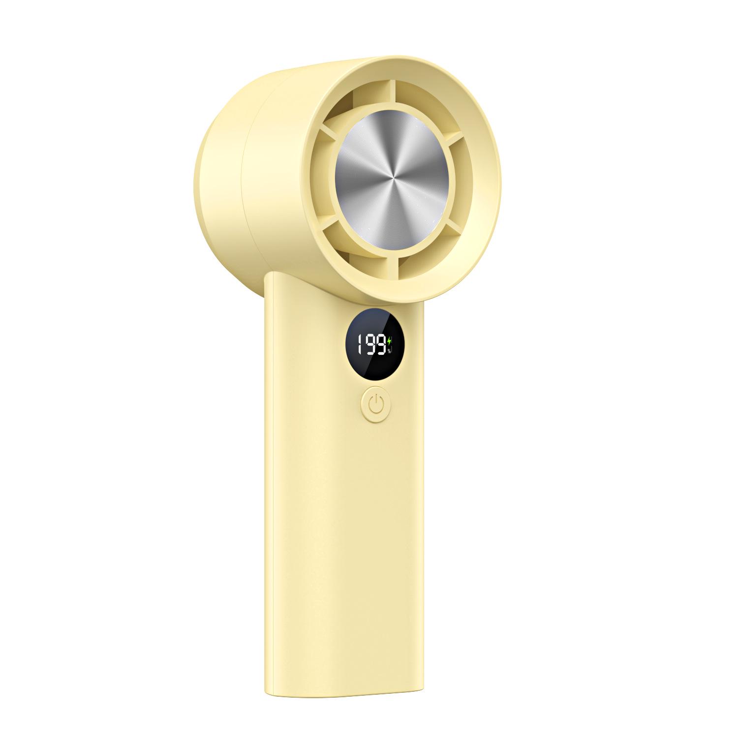 

Portable High-Speed Mini Fan with Stepless Adjustment, Digital Display, Large Air Volume, Long Battery Life, and USB Charging 62x55x156mm жовтий