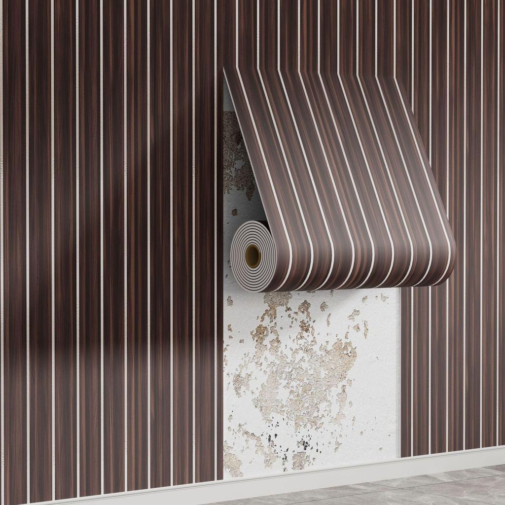 Waterproof Wood Grain Self-Adhesive Faux Lattice Wall Sticker for Living Room