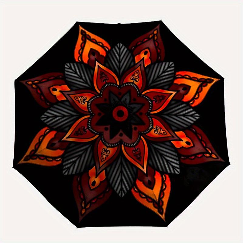 

1pc Mandala Artwork Automatic Umbrella - 8-Rib Foldable Design, Outdoor Adventures, and Family Celebrations yy250829049