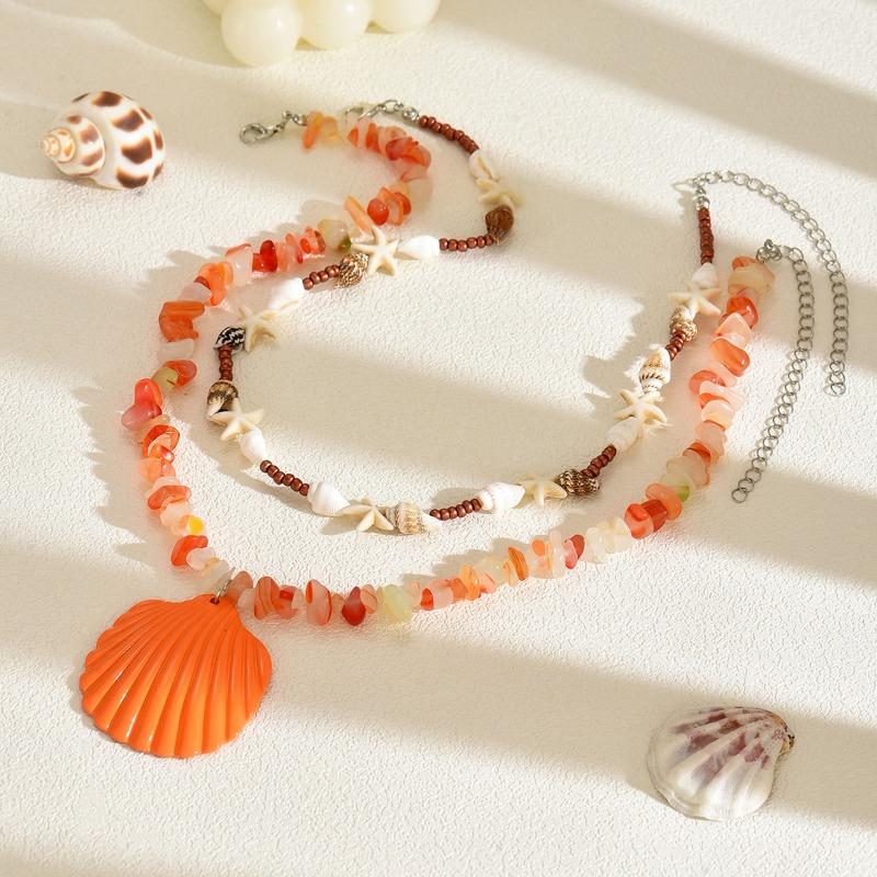 Summer New Ocean Vacation Style Exaggerated Shell Necklace Irregular Gravel Fashion National Neck Chain