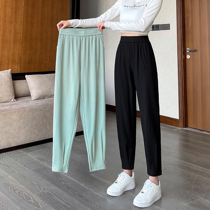 

Women s Summer High-Waist Ice Silk Harem Pants - 2025 2XL (126-145 lbs)