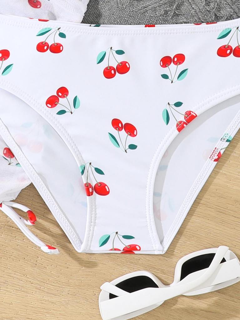 2025 Cute Girls' Three-Piece Bikini Swimsuit with Chest Pads for Middle and Older Children