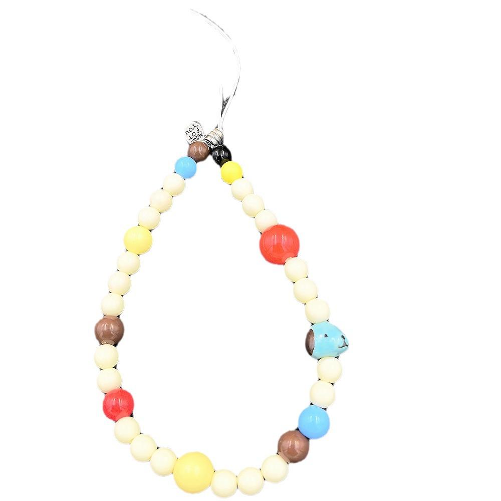 Colorful Puppy Head Camera Beaded Lanyard Pendant for Mobile Phones. Handmade and Cute for DIY Enthusiasts. Great for Female Users.