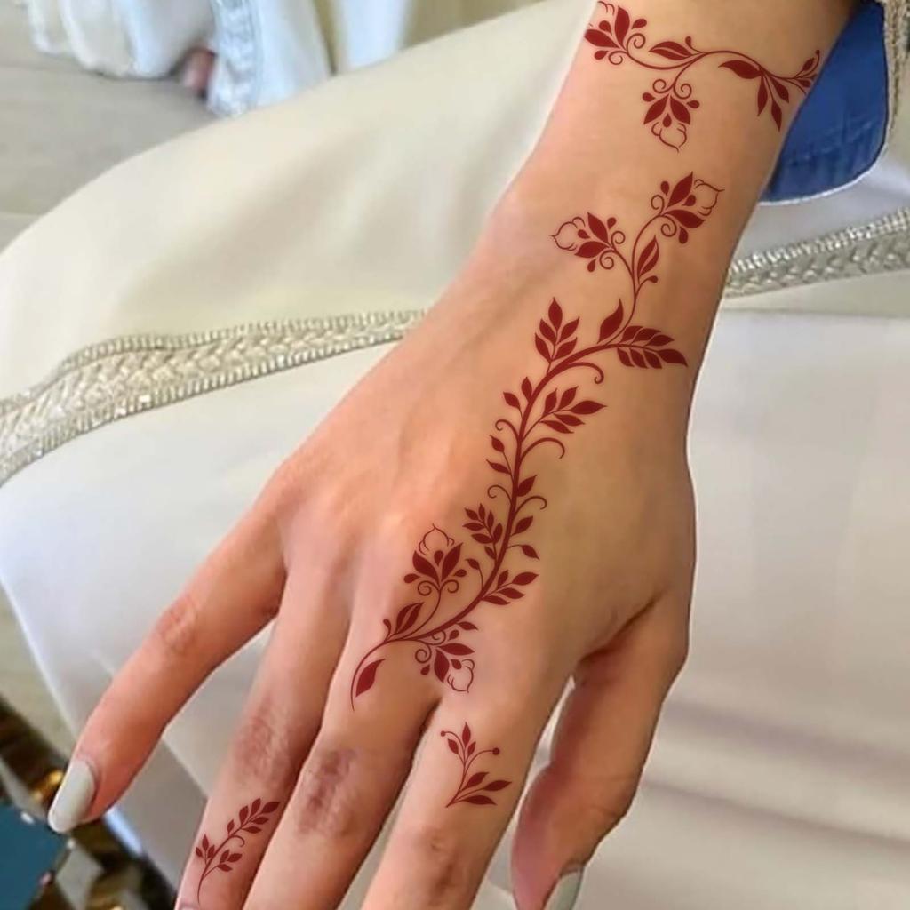 Tattoo Sticker Red Flower Totem Back Of Hand Tattoo Sticker Tattoo