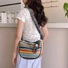 New Rainbow Straw Bag Women's Fashion Underarm Shoulder Bag Versatile Large Capacity Commuter Bag
