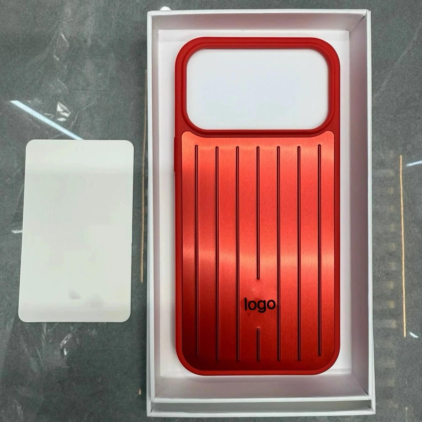 

Бізнес 3D Алюмінієвий сплав Хвиляста смуга Стильний чохол Для IPhone 17 Pro Max 16 15 14 13 Просунутий Мінімалістичний Однотонний Гладкий Багаж Нековзке покриття iPhone 14 Pro червоний