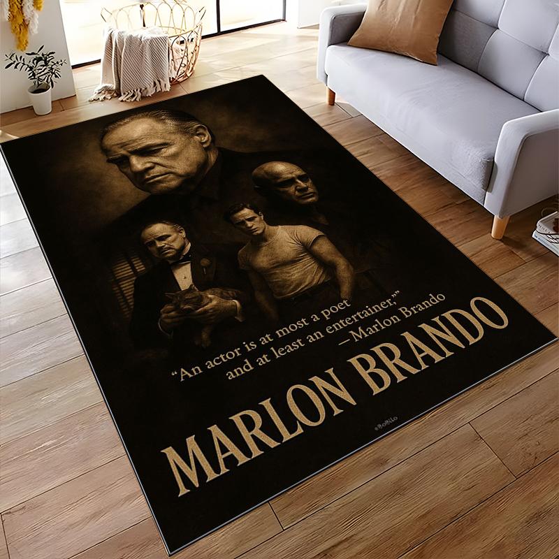 Marlon Brando Themed Rug with Classic Design. Non-slip rug suitable for living room and bedroom sofas.