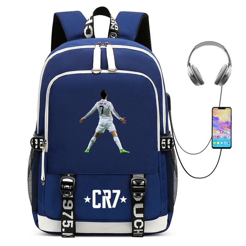 Football Star Collection Teen Primary And Secondary School Student School Bag Usb Men'S And Women'S Casual Backpack