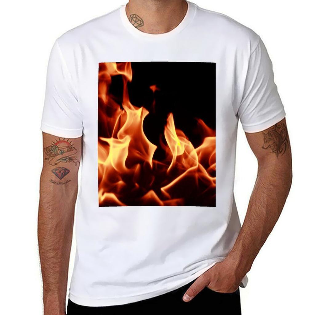 Fire flames effect TShirt Simple Line Art Print Tee