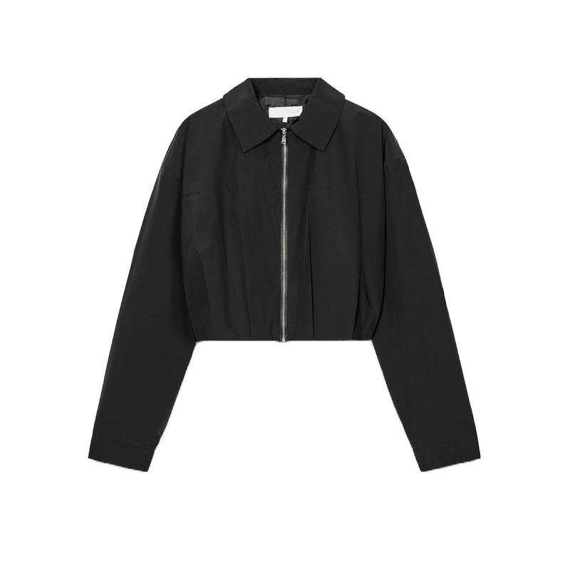 

Весна Новая Женская Одежда Минималистичный Стиль Длинные Рукава Плиссированная Отделка Свободный Модный Лацкан Короткое Пальто 2753034 Black XS