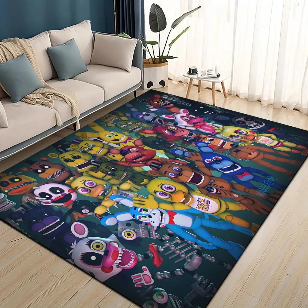 Tappeto Area Gioco Cartoon 3D F-Freddy Grande, Tappeto per Soggiorno Camera da Letto Divano Zerbino Decorazione, Tappetino Antiscivolo per Bambini