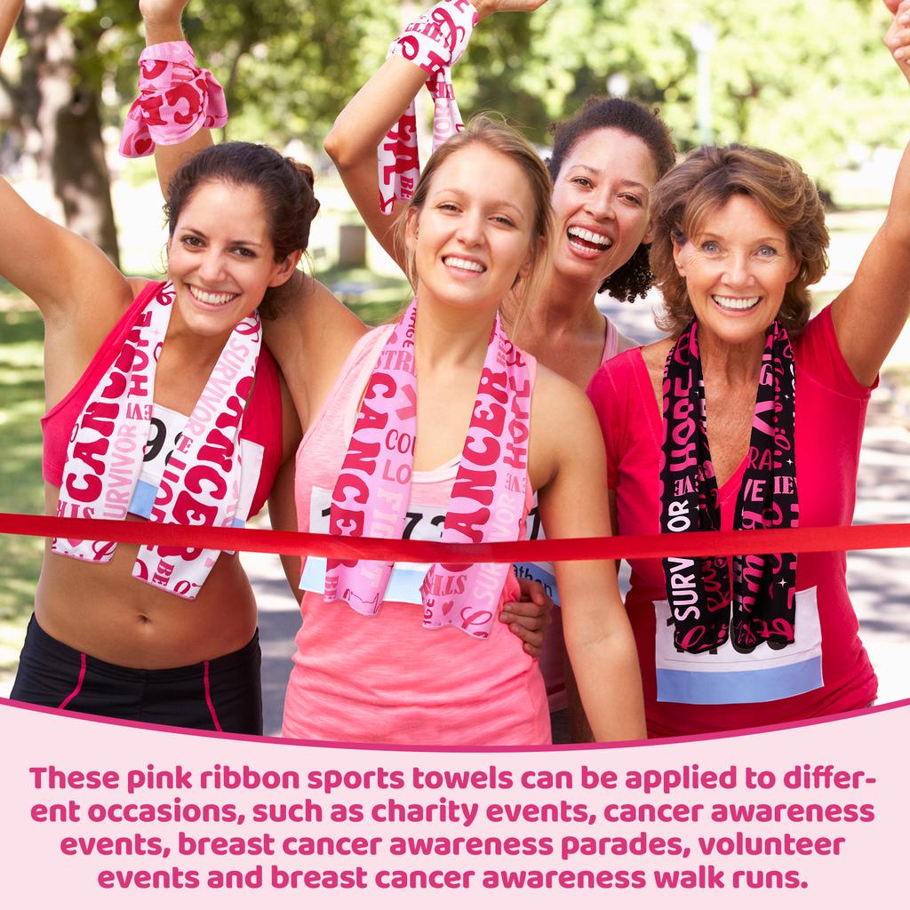 24 Pcs Breast Cancer Awareness Cooling Towel 40'' X 12'' Pink Ribbon Breathable Chilly Towel Soft Fast Drying Ice Towel Breast C