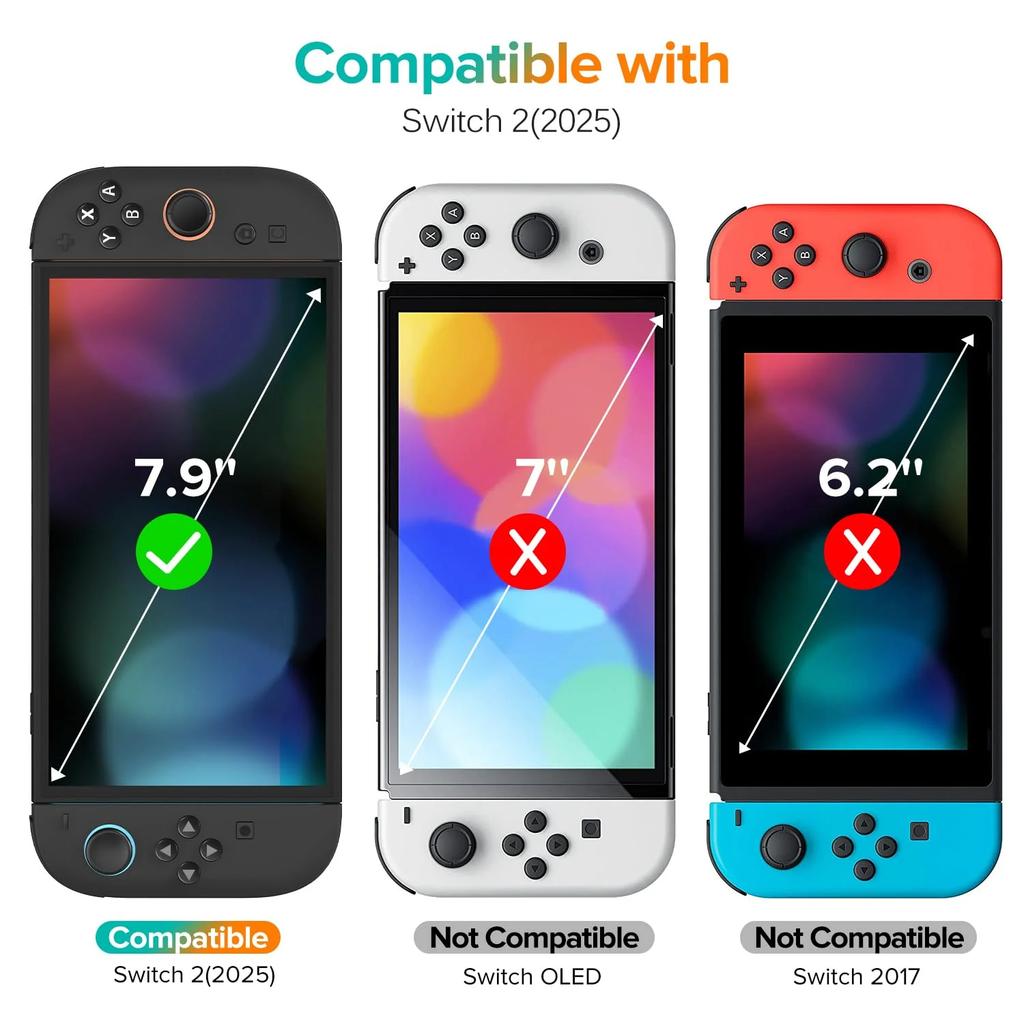 Easy Installation Screen Protector for Nintendo Switch 2 Game Console HD Tempered Glass Anti-Scratch Films with Joystick Caps