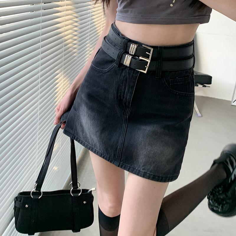 

Ретро Синяя Летняя Джинсовая Юбка для Женщин Летняя Новая Юбка с Высокой Талией и Приталенным Силуэтом XL