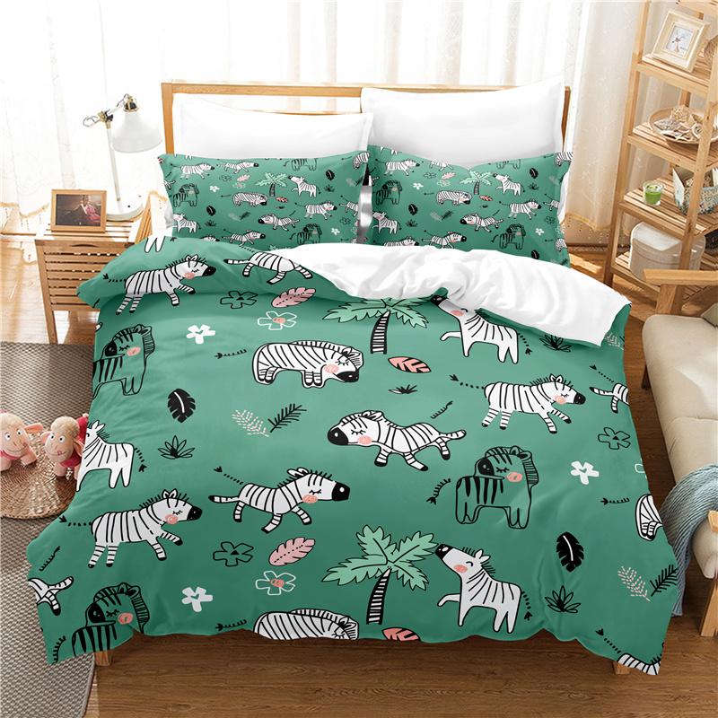 

3D Print Coconut Tree, Zebra Quilt / Duvet Cover Set Sloth, Bunny, Turtle Fox Duvetcover 2pcs Pillowcase Beddding Decorative Bed (135x200cm)