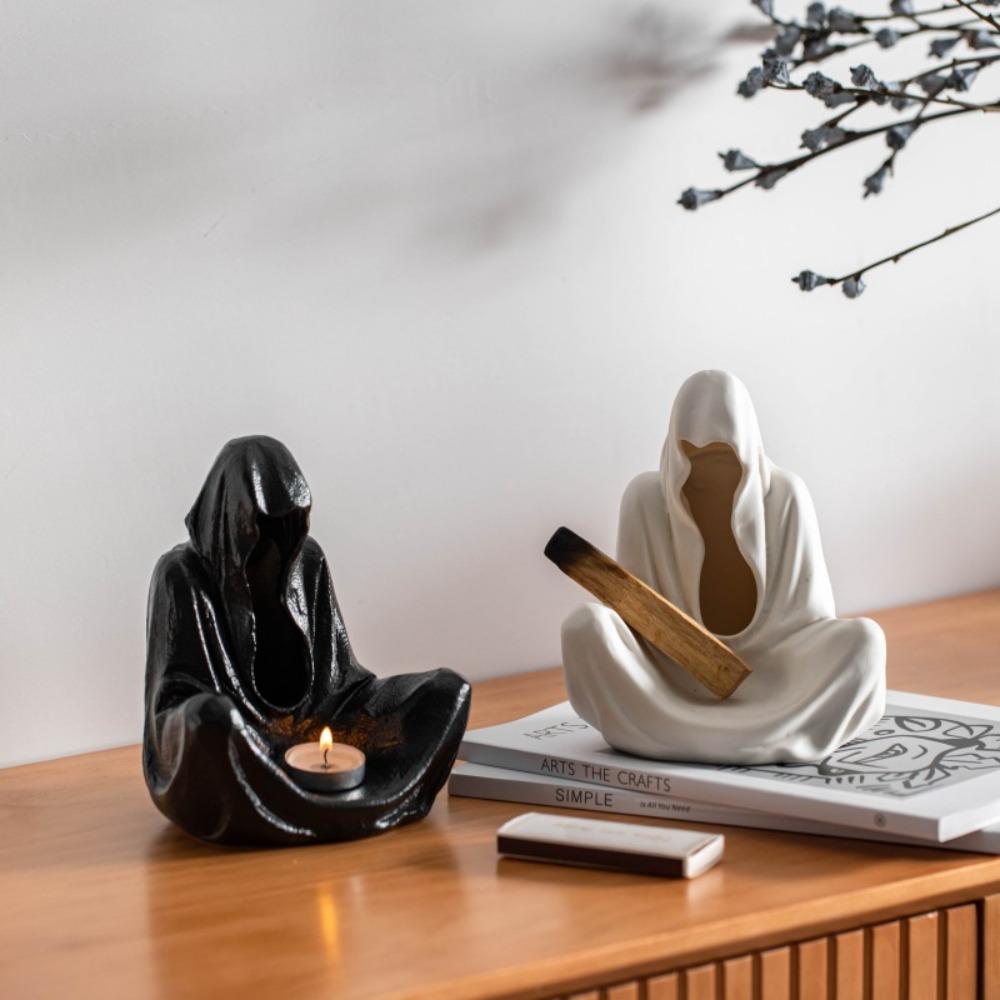 Cross-legged Pose Sitting Ghost Candle Holder Resin Candle Stand Wizard Candlestick Party
