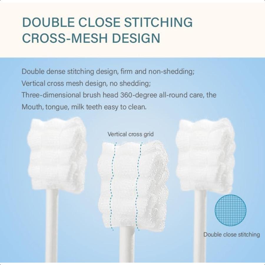 AOAO Baby Toothbrush 30pcs Disposable Infant Toothbrush Clean Mouth Gauze Gum Cleaner Baby Oral Cleaning Stick Dental Care for