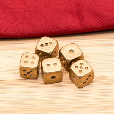 Brass Mahjong Dice Set - Solid Copper Metal Crafts for Bars and KTV