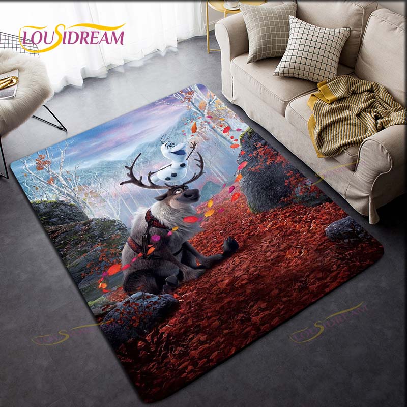 3D Printing Rug for Kitchen Doormat Bedroom Anime Frozen Carpets for Living Room Laundry Bathroom Non-slip Floor Mat