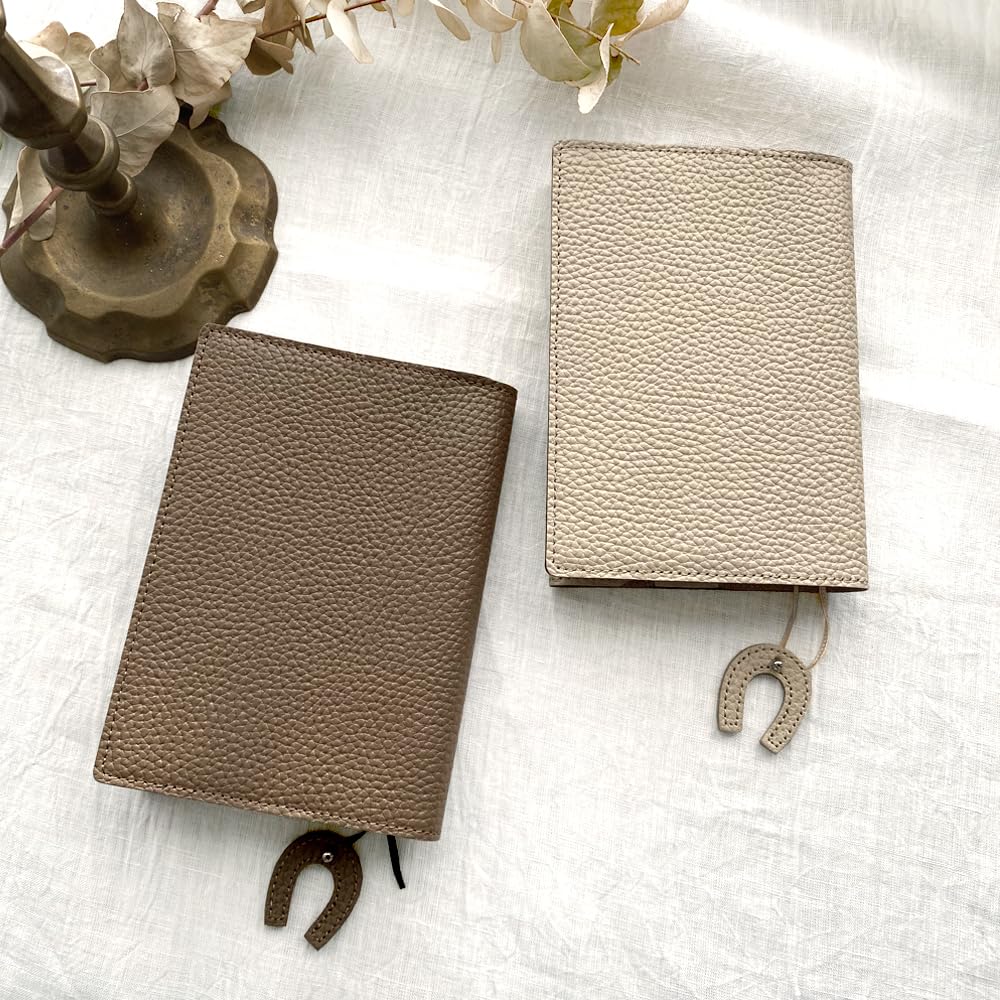 Gratia Horseshoe Book Cover with A6 Genuine Embossed Stylish and Made in G011KH Bookmark, Size, Paperback, Leather, Shrink-Resistant Leather, Cute,