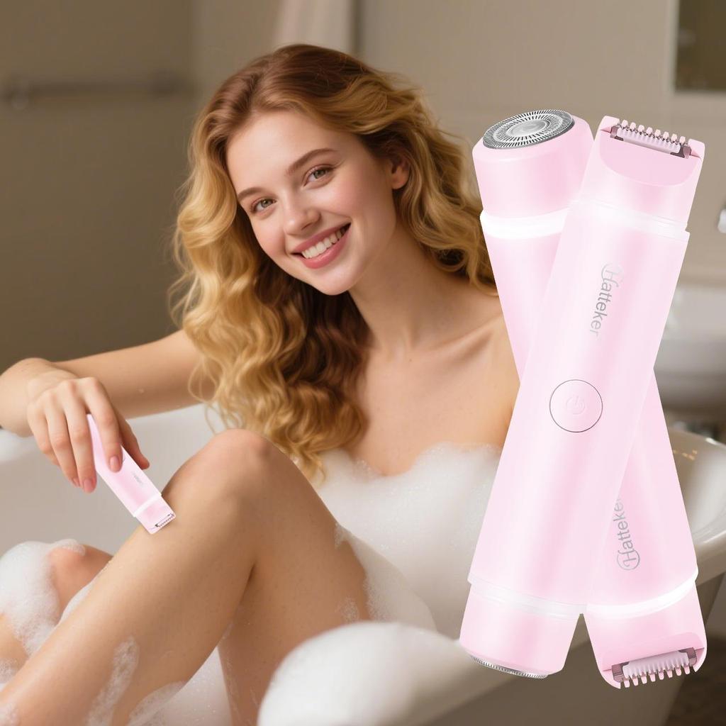 Hatteker Dual Head Epilator for Women Waterproof USB Rechargeable Portable Hair Removal Device for Legs Underarms And Bikini Line