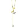 Stylish Springtime White Rose Pendant Necklace In Gold And Silver Women For