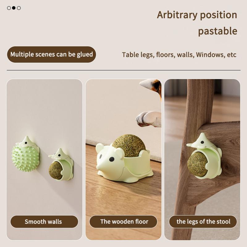 Natural Catnip Ball Hedgehog Style Wall Stick Ball Toy Claw Board Snack Healthy Natural Promote Digestion of Cat Snacks