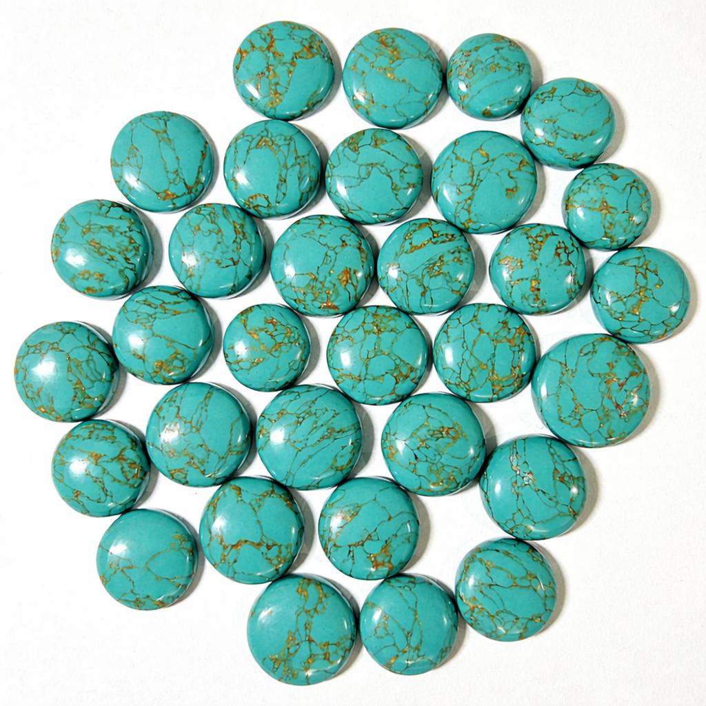 Aqua Green Turquoise Round Cabochon Lot, Handmade Loose Gemstones for Jewelry Making