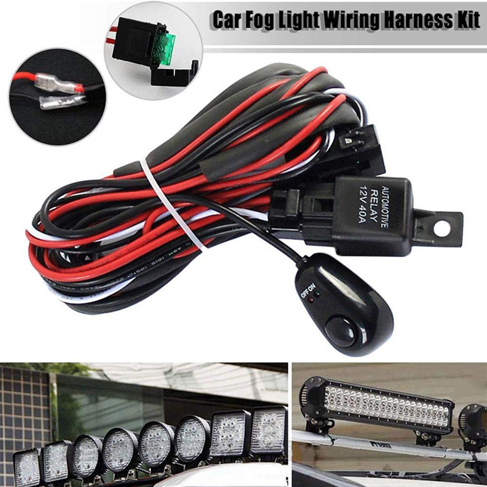 12v 40a High Power Car Light Wiring Harness 1-to-2 Pure Copper Cable Set With Switch For Led Spotlights
