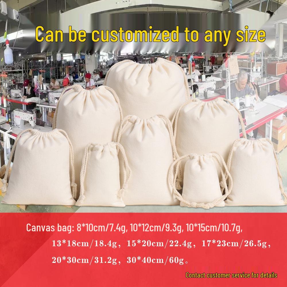 Small Cotton Canvas Drawstring Pouch for Rice Packaging