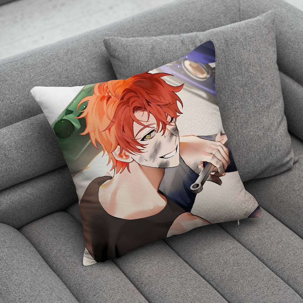 Anime Mystic Messenger Game 707 Pillow Case Antidustmite Pillowcase Invisible zipper silky short plush Sofa cushion cover