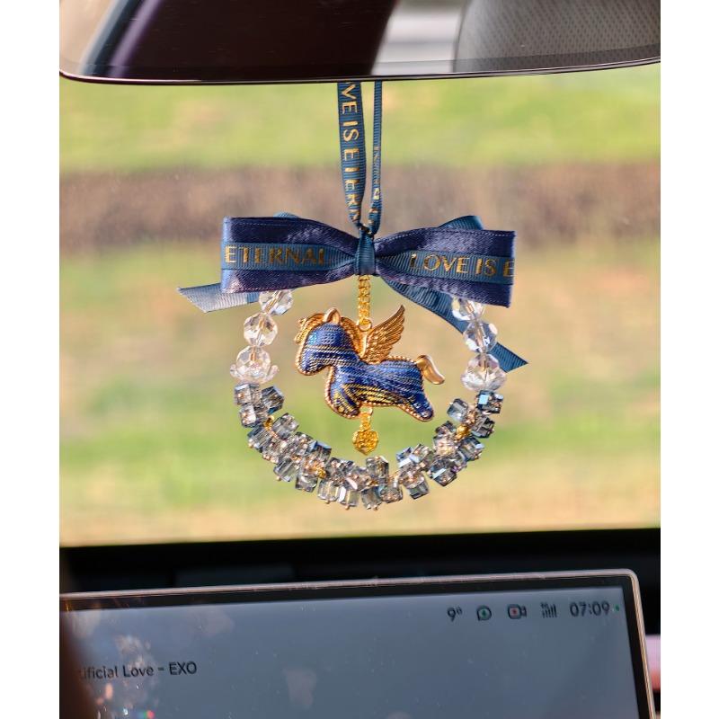 Crystal Starry Pegasus Car Pendant Rearview Mirror Hanging Decoration Gift For Women
