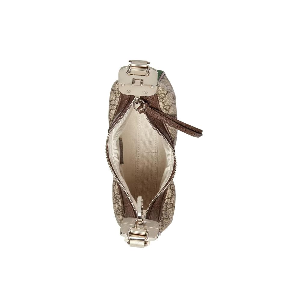 Gucci Attache Palladium Hardware Canvas Leather Trim Dumpling Bag Women Handbags 699409-96GRN-4091