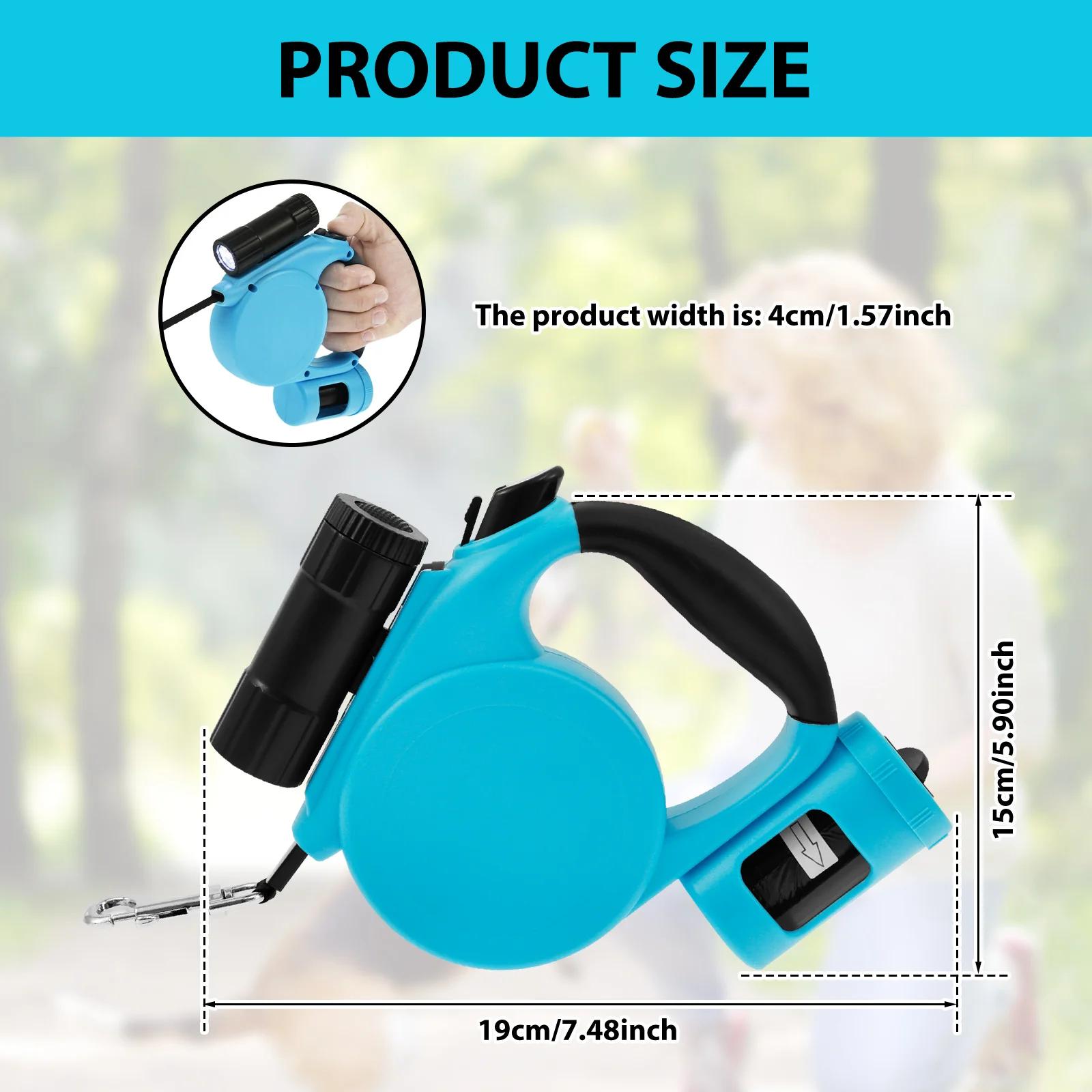 

LED Retractable Dog Leash 4M Adjustable Telescopic Lead with Poop Bag Dispenser and Waste Bag Pet Supplies for Outdoor Walking