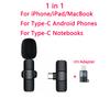 2 In 1 Wireless Lavalier Microphone Portable Audio Video Recording Live Broadcast Gaming for iOS Type C Live Broadcast Game Mic