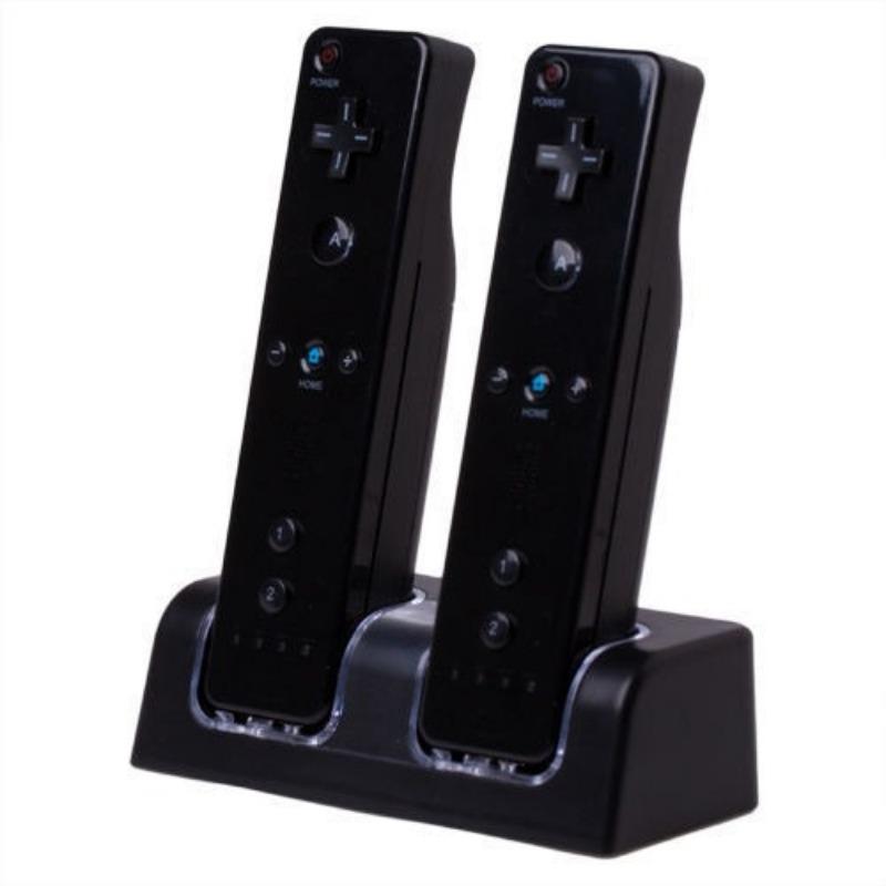 Dual Remote Charging Dock Station and 2 Rechargeable Batteries for Wii